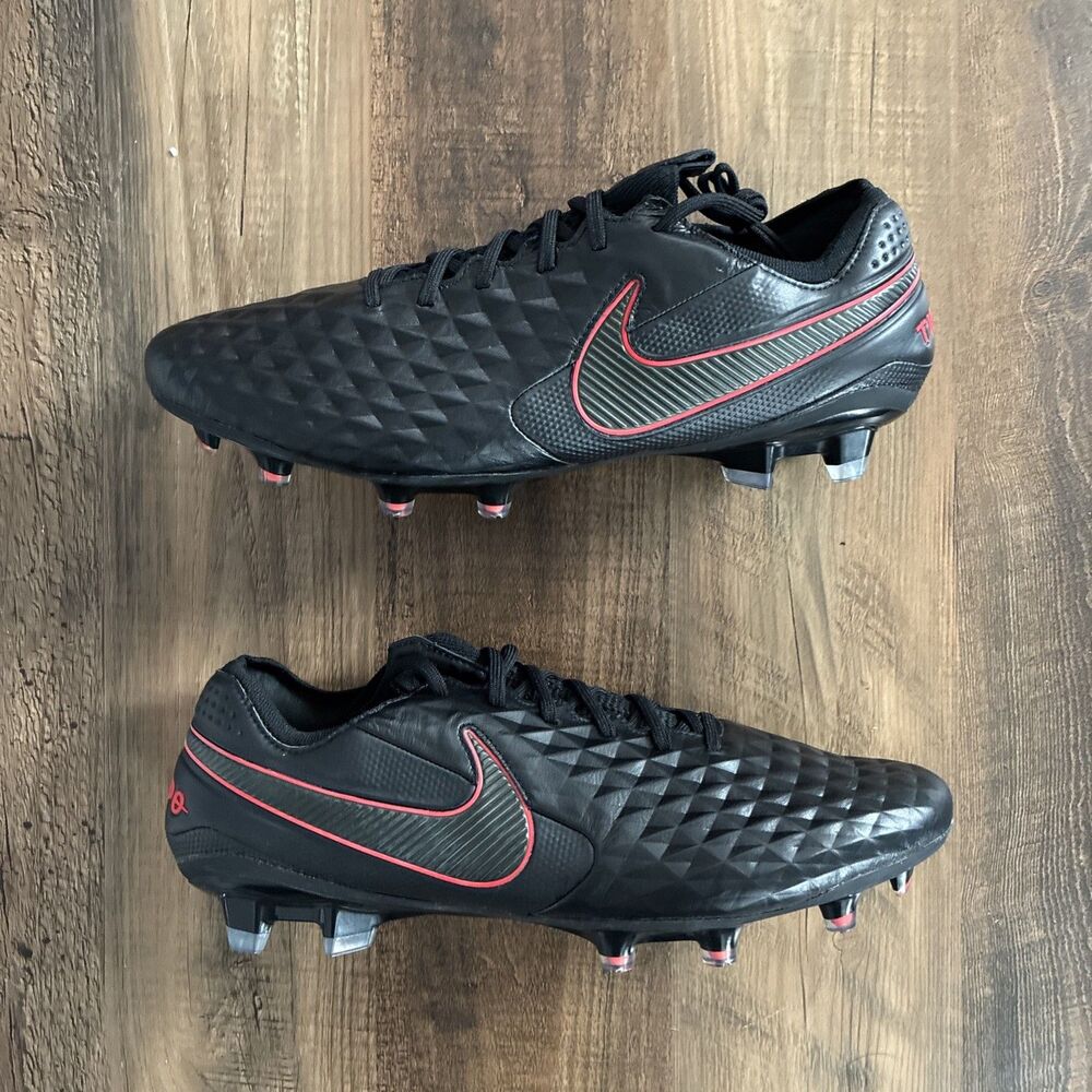 Nike Tiempo Legend 8 Elite FG Soccer Cleats Men Size 10.5 Black Red AT5293-060